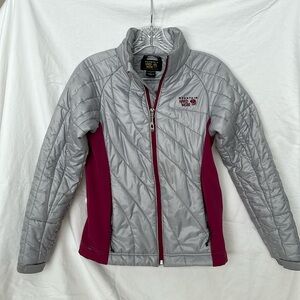 XS Mountain Hard Wear lightweight, packable  jacket gray/raspberry color